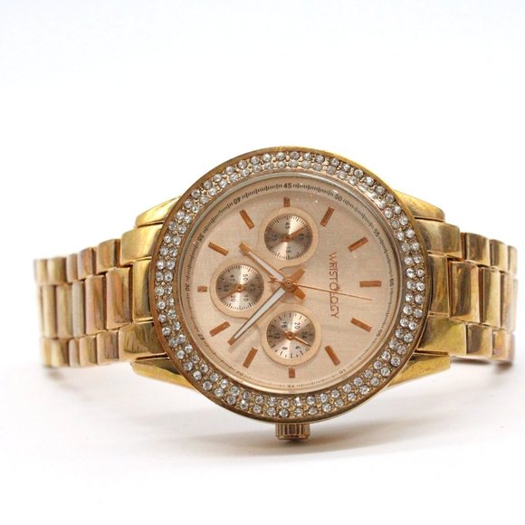 Wristology Alex Collection Women's Analog Watch Rose Gold Toned Rhinestones - Picture 1 of 11